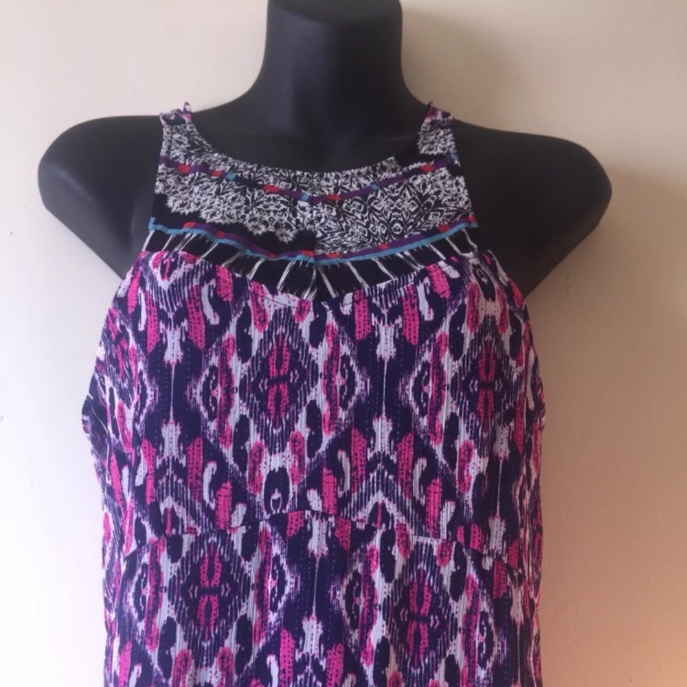 Express Pink Purple Multi Sleeveless Maxi Dress XS